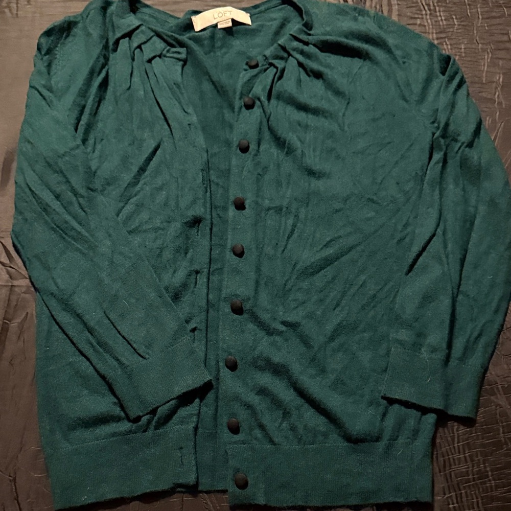 LOFT Teal Button-Up Cardigan